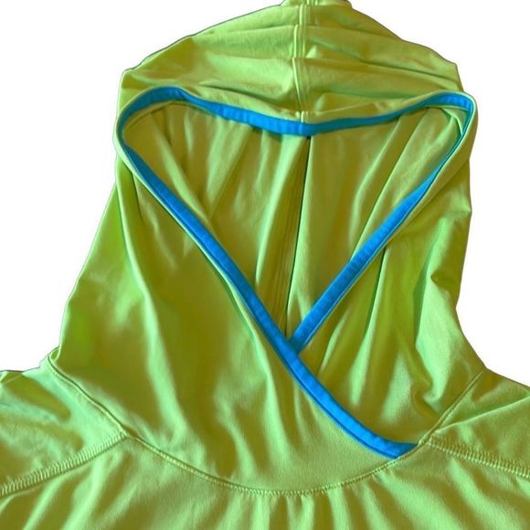 Adidas Women's Climalite Marathon 10 Neon Green Hooded Sweatshirt Size L - Picture 2 of 9